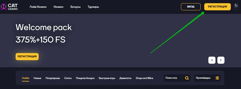Вход на сайт Cat Casino